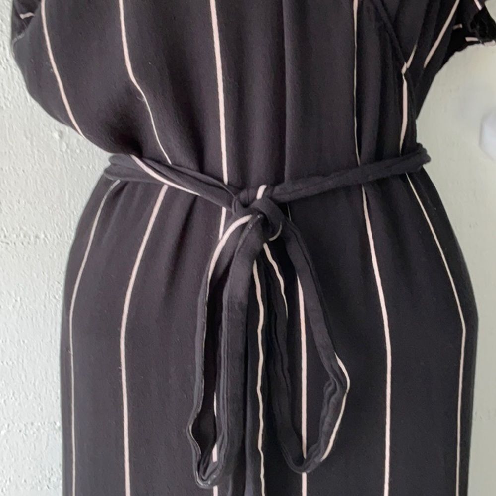 LOFT Wrap Dress with White Stripes and belt - Picture 3 of 15